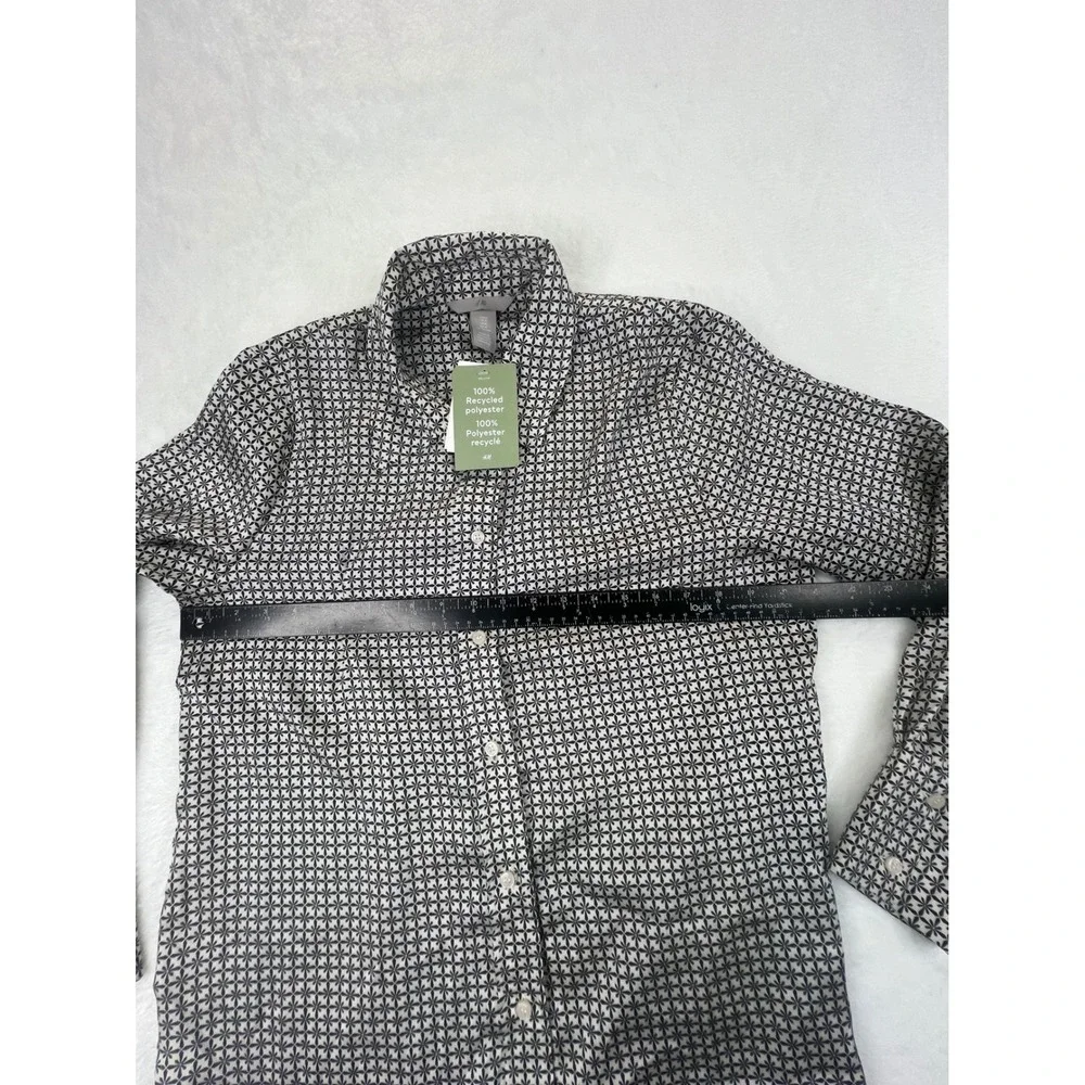 H&M Men's Geometric Print Button Down Shirt Long Sleeve‎ Polyester Size Medium